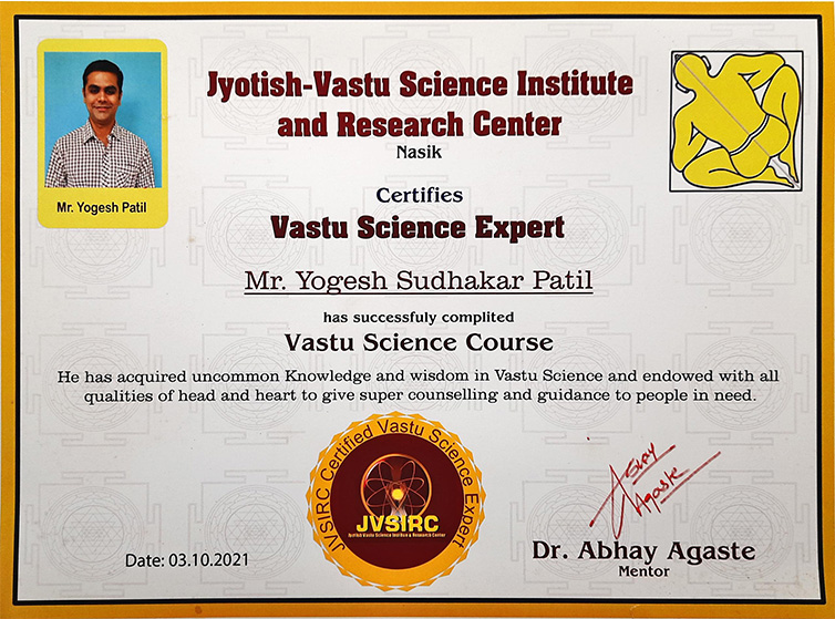 Certificate of Vastushastra Expert